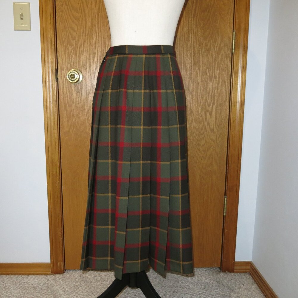 Pendleton midi skirt 100% all season virgin wool olive green  red size 6 petite